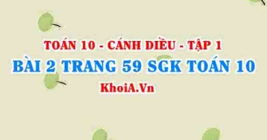 Bài 2 trang 59 SGK Toán 10 tập 1 Cánh Diều